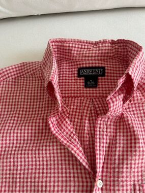Vintage lands end seersucker short sleeve button down